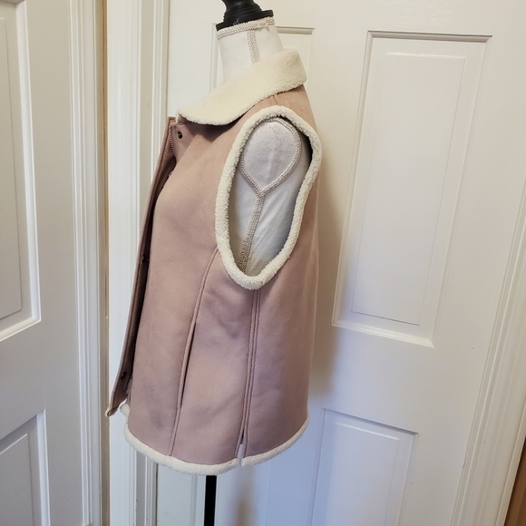 Talbots Powder Pink Suede Like Look Vest Size Large - Picture 5 of 9